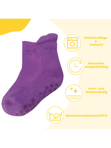 Yalion 12 Paar rutschfeste Socken, Wildlederoptik, rosa/lila