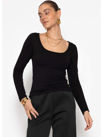 SASSYCLASSY Langarmshirt mit Ausschnitt in Schwarz