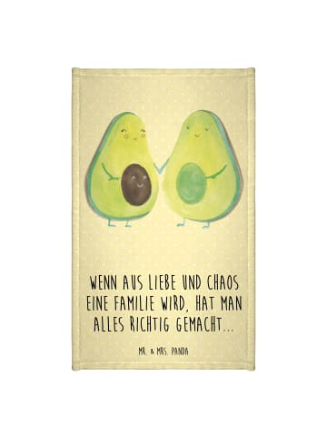Mr. & Mrs. Panda Gästehandtücher Avocado Pärchen mit Spruch in Gelb Pastell