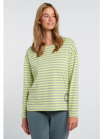 ELBSAND Langarm T-Shirt Tooske in Sunny Lime + Soft Sage STRIPE