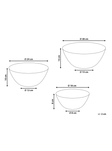 Beliani 3er-Set Dekoschale BONHEUR in Schwarz