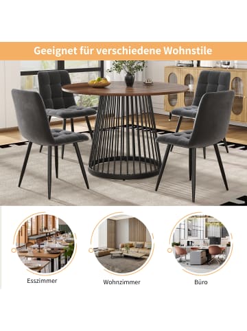 ABRIHOME Runder Esstisch in Schwarz 80x80x76 cm mit Metallbeinen
