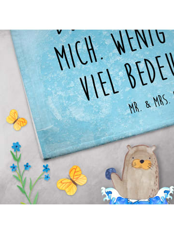 Mr. & Mrs. Panda Handtuch Pinguin Pärchen mit Spruch in Eisblau