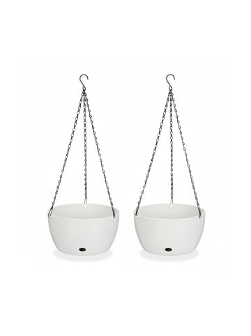 relaxdays 2 x Blumenampel in Weiß - (H)67 x Ø28,5 cm