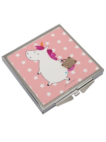 Mr. & Mrs. Panda Handtaschenspiegel quadratisch Einhorn Koffer o... in Rot Pastell