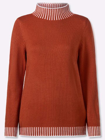 Sieh an! Stehkragen-Pullover in rostrot