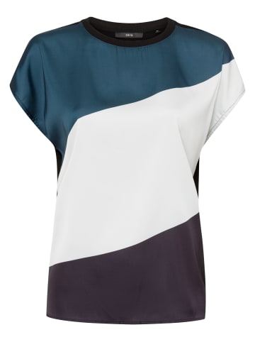 Zero  Satinshirt mit Color Blocking in Patch CreamBlack