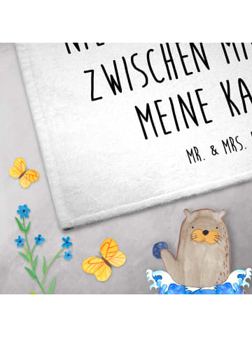 Mr. & Mrs. Panda Kleines Handtuch Katze Umarmen mit Spruch in Weiß