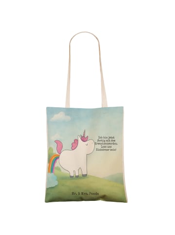 Mr. & Mrs. Panda Beuteltasche Einhorn Pupsen Design mit Spruch in Weiß
