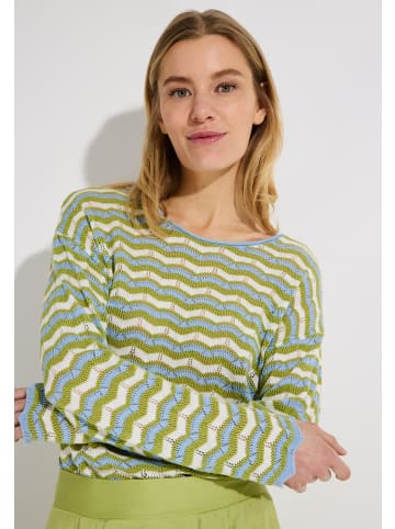 More & More kurzer, gestreifter Ajour-Pullover in stripes