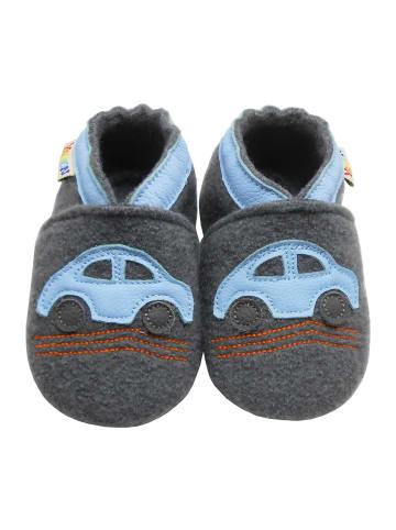 Yalion Leder-Krabbelschuhe "Turm" in Grau