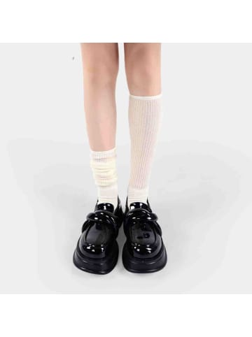 MUNADUNA 6er-Pack Faltende Lange Socken in Schwarz