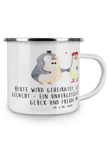 Mr. & Mrs. Panda Camping Tasse Emaille Hochzeitsfeier Freude mit... in Transparent