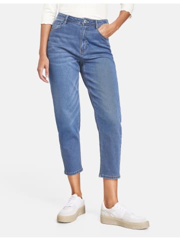 TAIFUN Hose Jeans verkürzt in Mid Blue Denim