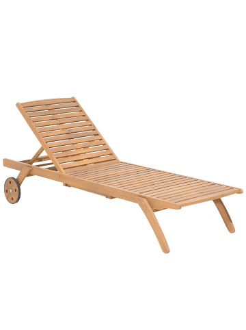 Beliani Gartenliege CESANA in Heller Holzfarbton - (W) 67 x (H) 33 x (L) 195 cm