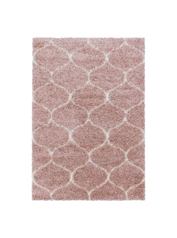 KADIMA DESIGN Teppich Hochflor Shaggy Skandi-Muster Polypropylen Wohnzimmer in Rosa