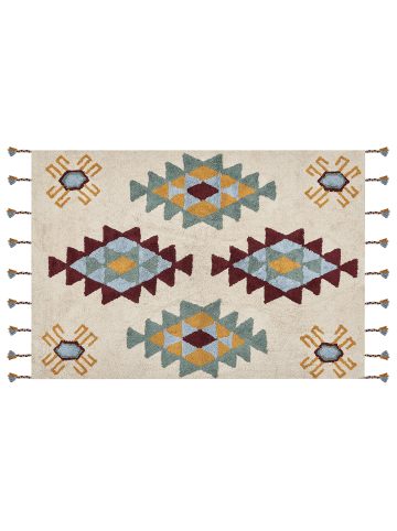 Beliani Kurzflor DUZCE in Bunt/Beige/Burgunderrot - (W) 160 x (H) 1.5 x (L) 230 cm
