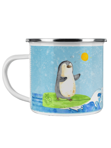 Mr. & Mrs. Panda Becher Pinguin Surfer ohne Spruch in Eisblau