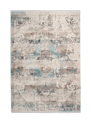 Kayoom Kurzflor Teppich Anouk 325 in taupe - türkis - rechteckig