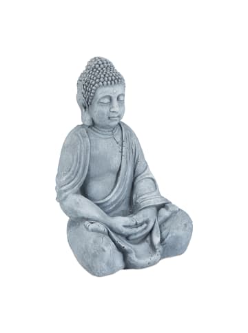relaxdays Buddha Figur in Hellgrau - (H)50 cm