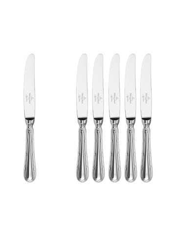 Villeroy & Boch 6er Set Tafelmesser Kreuzband Septfontaines in Silber 225 mm in silber