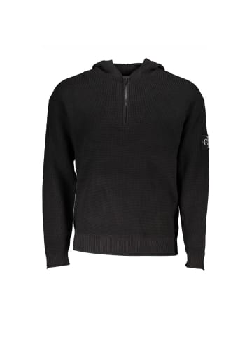 Calvin Klein Schwarz Baumwolle Herren Pullover mit Kapuze Halb Reißverschluss