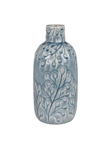 House Nordic Vase Blau mit Blumen Muster 26 cm