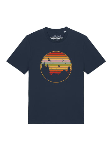 wat? Apparel T-Shirt Sunset Berge & Tannen in Dunkelblau