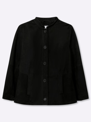 sheego Leder-Jacke in schwarz