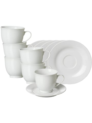 Ritzenhoff & Breker 6er Set Kaffeetassen mit Untertassen Bianco Rondo 180 ml weiß in weiß