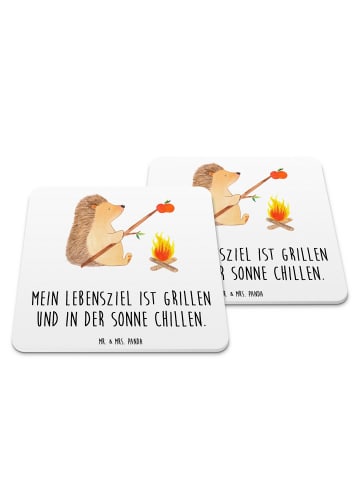 Mr. & Mrs. Panda Gläseruntersetzer Igel Grillen mit Spruch in Weiß
