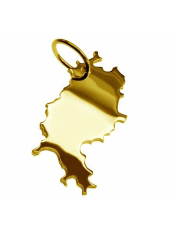 Schmuckador Anhänger der Landkarte Hessen in massiv 585 Gelbgold in gold