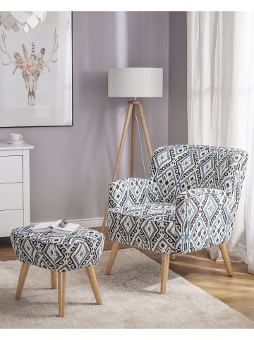 Beliani 2-tlg Sessel TUMBA in Bunt/Schwarz/Blau