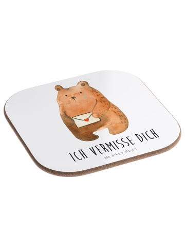 Mr. & Mrs. Panda Untersetzer für Gläser Bär Liebesbrief mit Spruch in Weiß