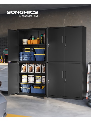 SONGMICS Aktenschrank Berend in Schwarz - (B)80 x (H)180 x (T)40 cm