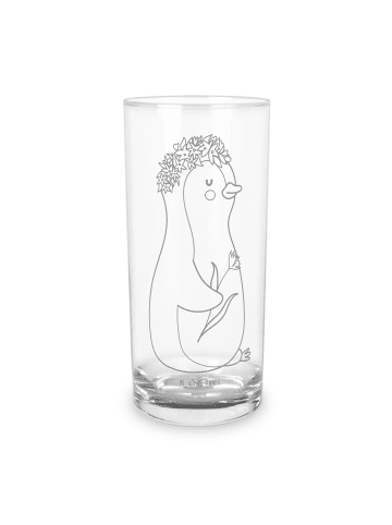 Mr. & Mrs. Panda Wasserglas Pinguin Blumen ohne Spruch in Transparent