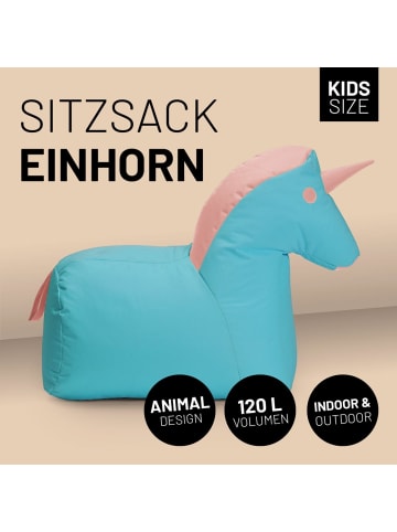 Lumaland Kindersitzsack Animal Line Einhorn 120l türkis/pastell pink Blau