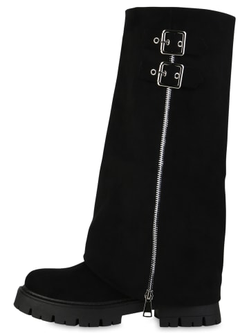 VAN HILL Bikerstiefel Mia in Schwarz Velours