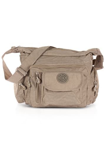 Bag Street Umhängetasche, Handtasche Nylon braun, beige ca. 30cm