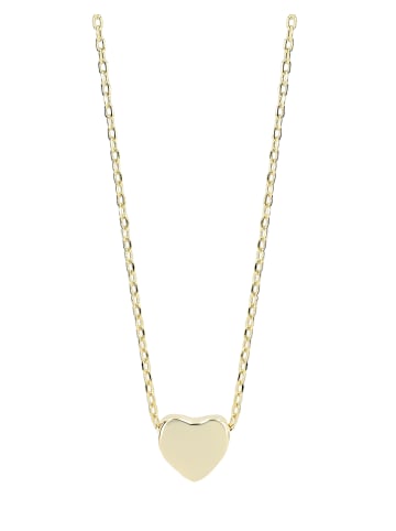 Adeliás Damen 925 Silber Halskette mit Anhänger Herz 43 cm + 5 cm in gold