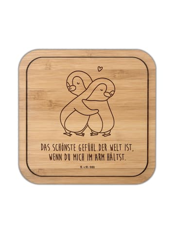 Mr. & Mrs. Panda Tassenuntersetzer Pinguine Kuscheln mit Spruch in Transparent