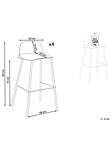 Beliani 4-tlg Barhocker MORA in Rosa