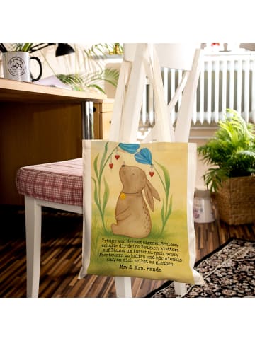 Mr. & Mrs. Panda Tote Bag Hase Blume Design mit Spruch in Weiß