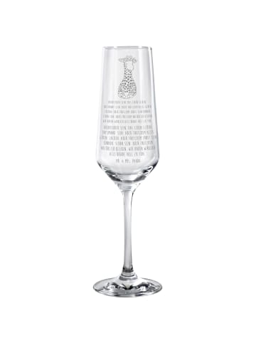Mr. & Mrs. Panda Champagnerglas Giraffe Blumenkranz mit Spruch in Transparent