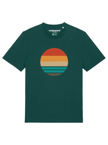 wat? Apparel T-Shirt Retro Sunset Ocean in Dunkelgrün