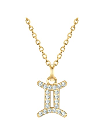 Glanzstücke München Kette Sternzeichen Zwillinge aus Sterling Silber mit Zirkonia in gelbgold
