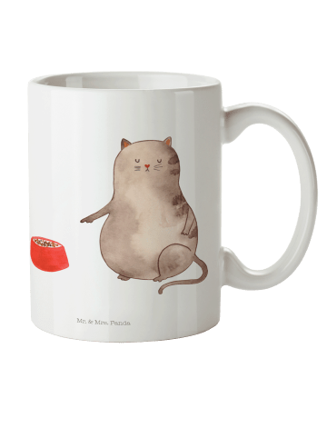 Mr. & Mrs. Panda Plastikbecher Katze Fressen ohne Spruch in Weiß