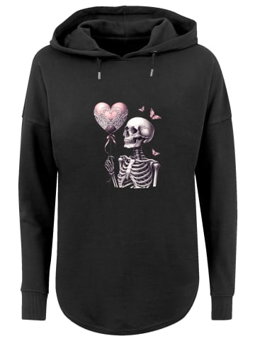 F4NT4STIC Oversized Hoodie Skelett hält Herzballon in schwarz