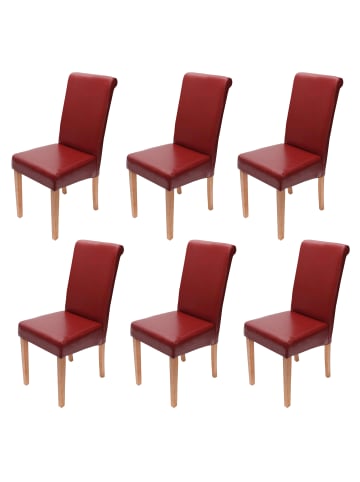 MCW 6er-Set Esszimmerstuhl Lecce II, Rot, helle Beine