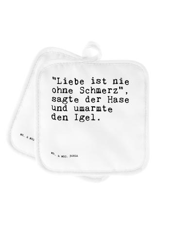 Mr. & Mrs. Panda 2er Set Topflappen "Liebe ist nie ohne... mit S... in Weiß